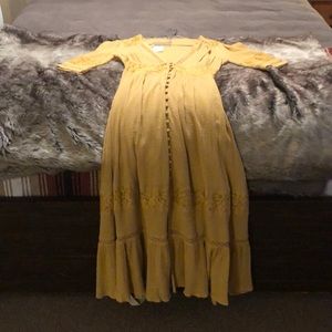 Free People xs mustard midi/maxi dress